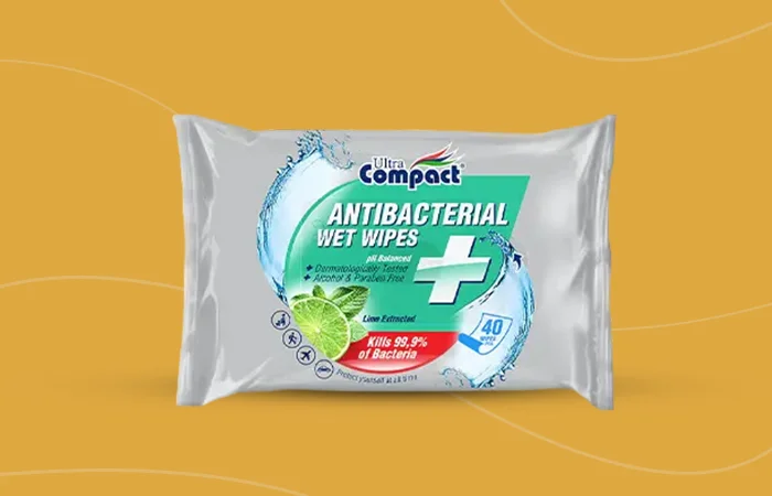 Ultra Compact Antibacterial Wet Wipes 40 Pcs