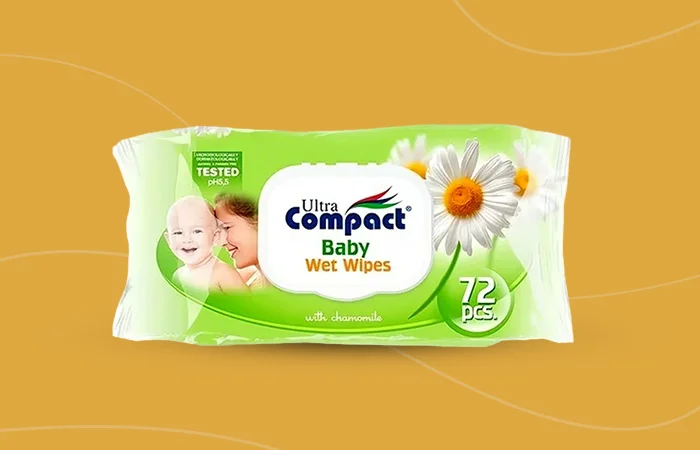 Ultra Compact Baby Wet Wipes Camomile 72 Pcs