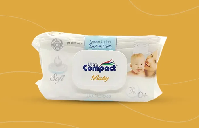 Ultra Compact Baby Wet Wipes Cream Lotion 72 Pcs