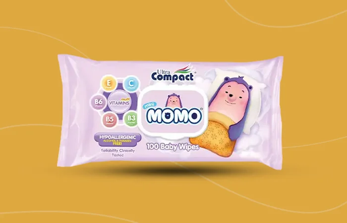 Ultra Compact Momo Baby Wipes 100 Pcs