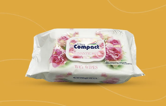 Ultra Compact Wet Tissue Rose Romantic 100 Pcs